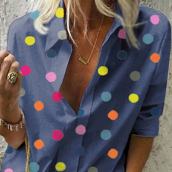 Blue Polka Dot Blouse - Picture 1 of 2